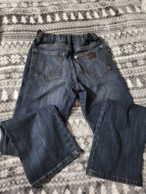 Wrangler Retro Kids Size 12 Slim With Adjustable Waist Dark Blue Bootcut Jeans
